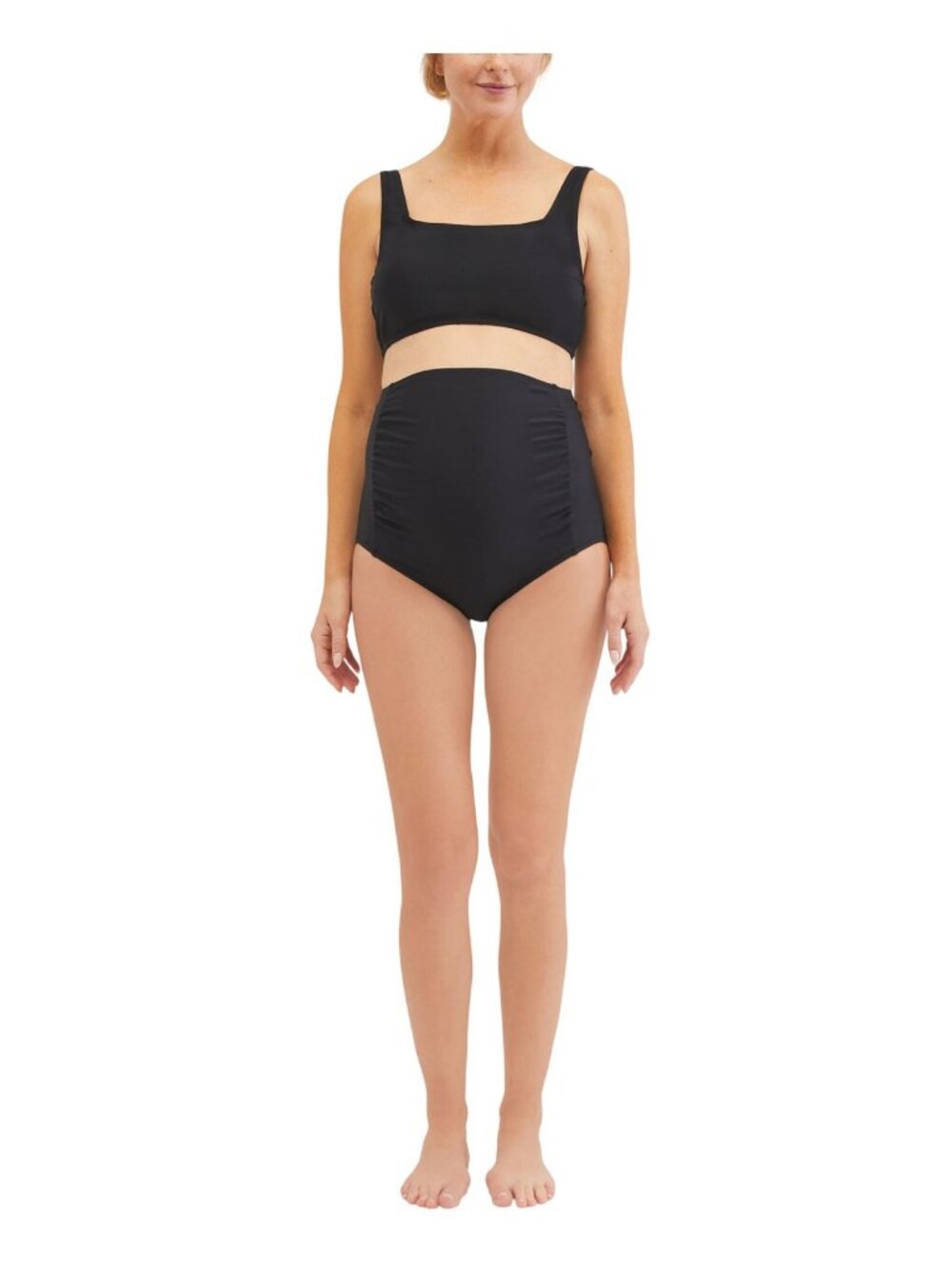 NWT Motherhood Maternity UPF 50+ Bikini Swim Top M90089-01 Black S